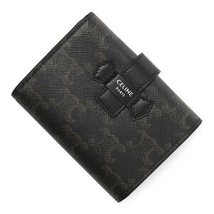 Celine Tri fold Wallet Coin Compact Black Fine Strap